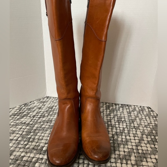 Frye Melissa brown leather knee high boot with inside zipper - Picture 3 of 10